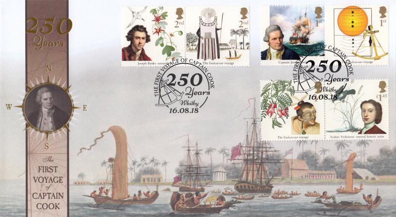 2018 (08) Captain Cook & The Endeavour (Stamps) - Internet '250 Years, Whitby' Official