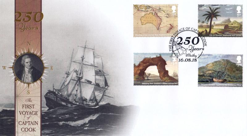 2018 (08) Captain Cook & The Endeavour (M/S) - Internet '250 Years, Whitby' Official