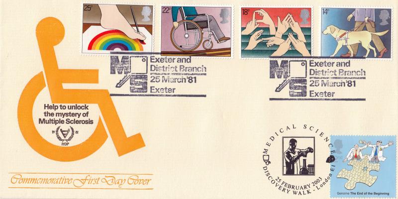 1981 (03) Disabled - Exeter and District MS Official - Doubled 2003 DNA Stamp