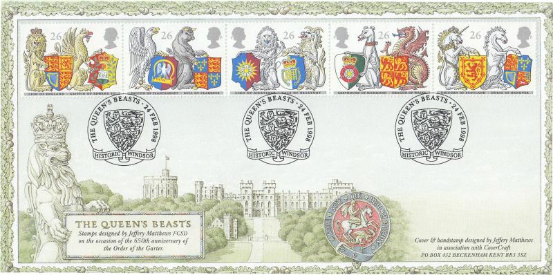1998 (02) Queen's Beasts - Covercraft Historic Windsor (3 Lions) Official