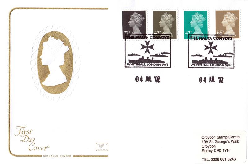 2002 (07) New Definitives (37p+42p+47p+68p) - Cotswold - The Malta Convoys H/S