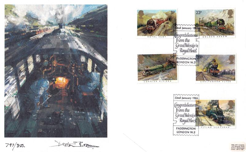 1985 (01) Trains - Fine Arts 'Great Western Royal Hotel' Official (No Seal)
