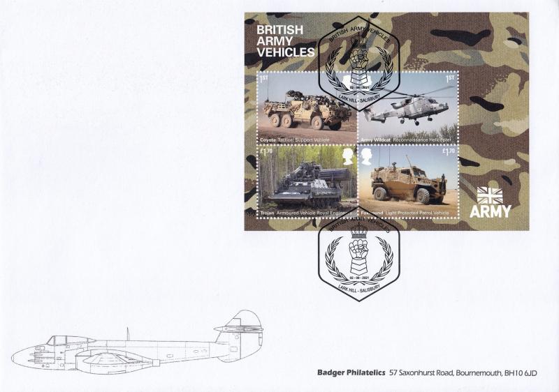 2021 (09) British Army Tanks (M/S - NO Barcode) - Badger Philatelics Official