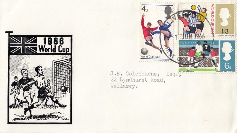 1966 (06) World Cup - B&W 'Player & Flags' Cover - Phosphor - Liverpool FDI