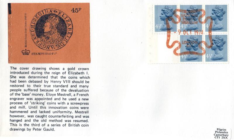 1974 (10) 45p Booklet - Pilgrim - National Postal Museum H/S