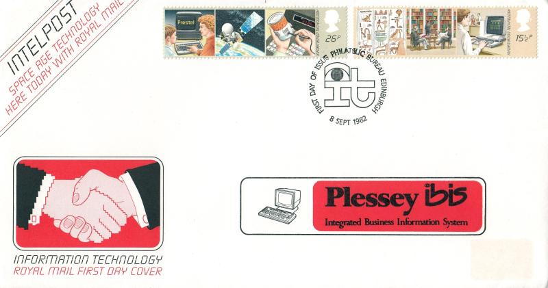 1982 (09) Info Technology - RM - Plessey IBIS Overprinted Cover - Edinburgh H/S