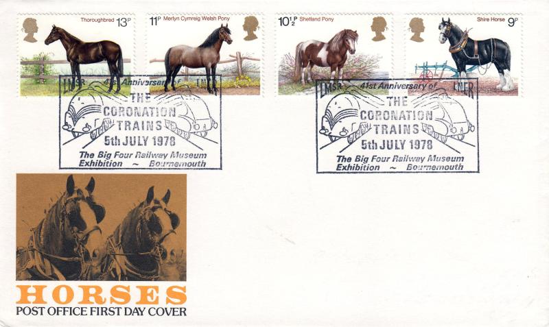 1978 (07) Horses - PO - The Coronation Trains, Big Four Railway Museum H/S