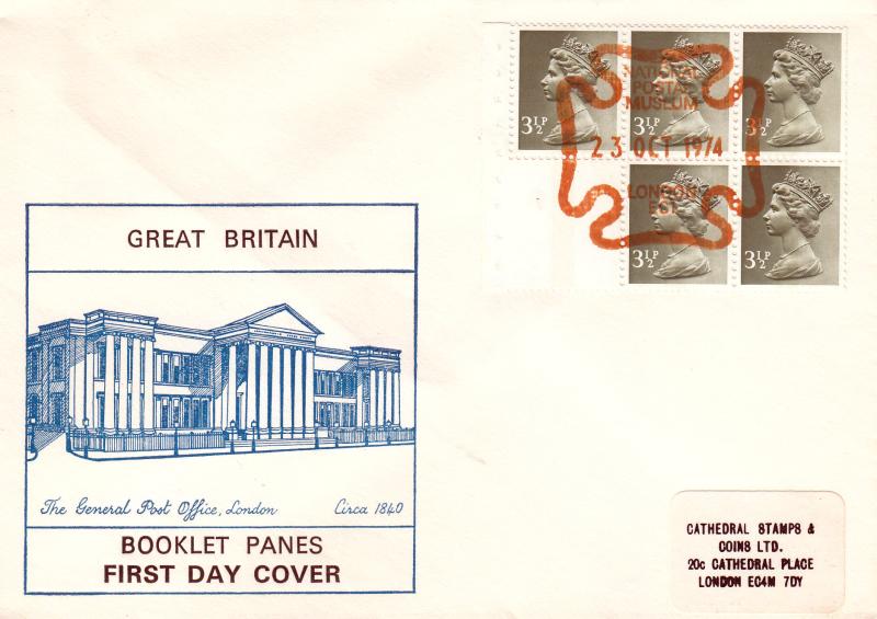 1974 (10) 35p Booklet - 'General Post Office' illustrated cover - National Postal Museum H/S