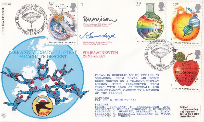 1987 (03) Isaac Newton - Forces RFDC 53 'First Parachute Descent' Official