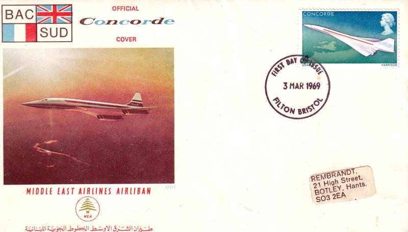 1969 (03) Concorde - Middle East Airlines Cover - 4d - Filton FDI