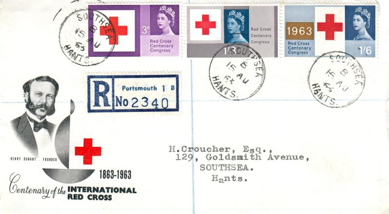 1963 (08) Red Cross - Henry Dunant Cover - Ord - Southsea CDS