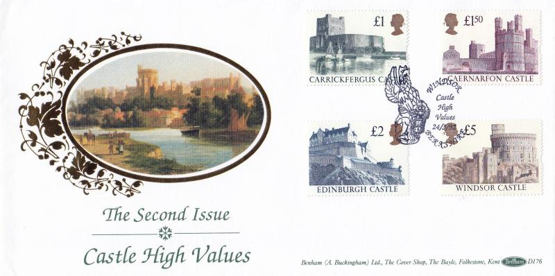 1992 (03) Castle High Definitives - Benham D176 Official - Windsor H/S
