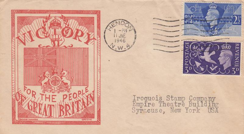 1946 (06) Victory - Kingstamper Greene Cover - Hendon Wavy Line Slogan