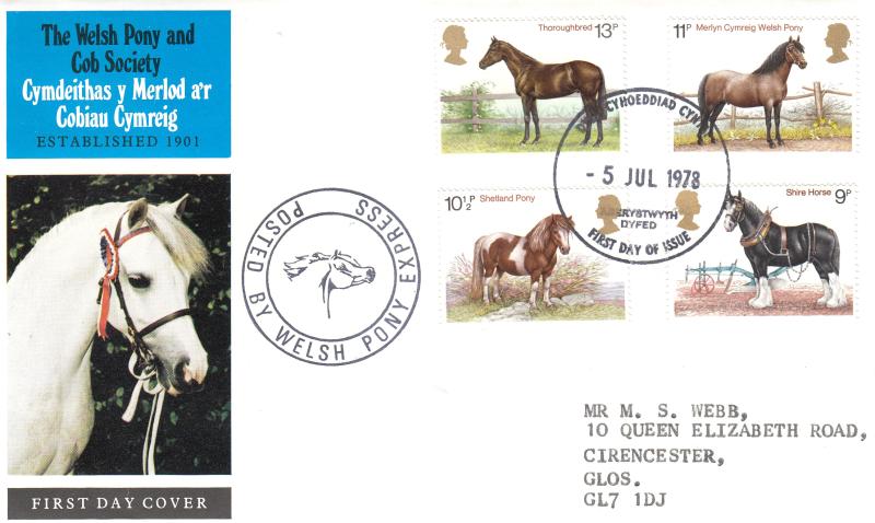 1978 (07) Horses - Welsh Pony and Cob Society Cover - Aberystwyth FDI