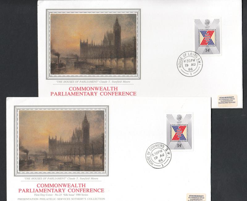 1986 (08) Parliamentary Conference - PPS Silk (Pair) - House of Commons & Lords CDS's