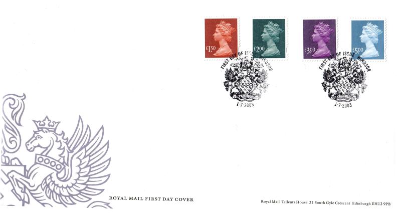 2003 (07) Small Format Machin High Values - RM - Windsor 'Coat of Arms' H/S