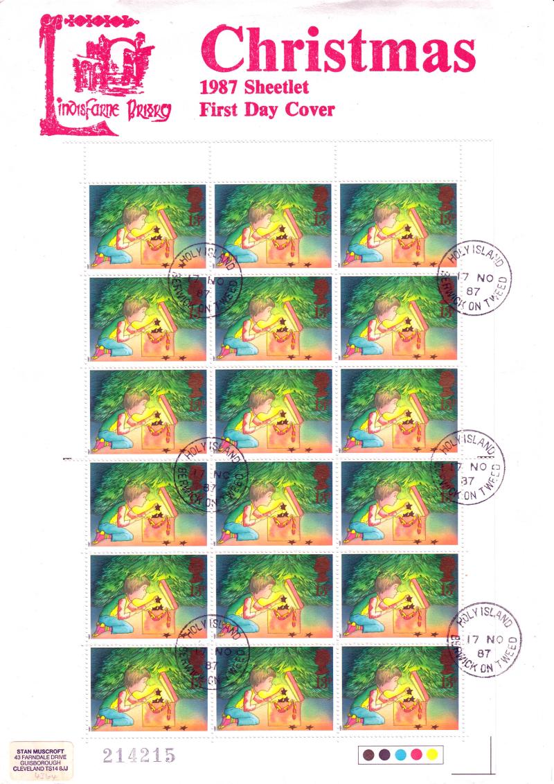 1987 (11) Christmas 13p Discount Booklet - Lindisfarne Priory Cover - Holy Island CDS