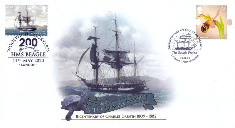 2009 (02) Charles Darwin (Stamps) - Internet 'The Beagle Project' Official (s) - Doubled 2020 Woolwich Dockyard