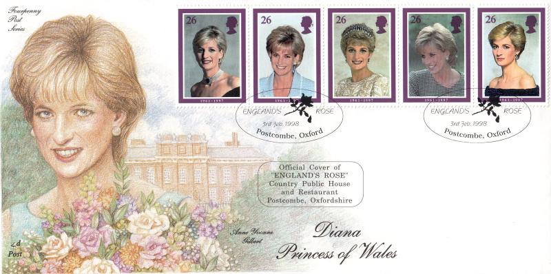 1998 (02) Diana - 4d Post 'England's Rose' Official
