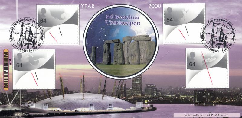 1999 (12) Millennium Timekeepers M/S - Bradbury 'Millennium Dome' Stonehenge, Salisbury Official