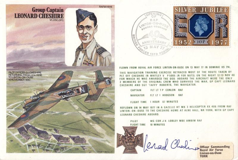 1977 (05) Historic Aviators HA16 Cover - Featuring & Signed by Group Captain Leonard Cheshire VC