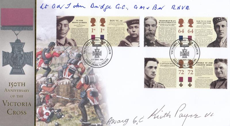 2006 (09) Victoria Cross (Stamps) - Internet 'Hyde Park' Special - Triple Signed by Keith Payne VC, Awang Rawang GC & Lt John Bridge GC