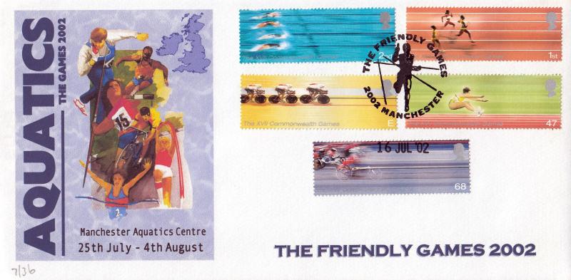 2002 (07) Commonwealth Games - Cambridge 'Aquatics' Cover - The Friendly Games, Manchester H/S