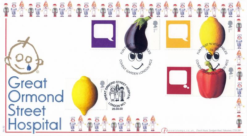 2006 (03) Fruit & Veg Generic Labels - Internet 'Covent Garden' Official (Triple) - Doubled Great Ormond Street Hospital from 2003