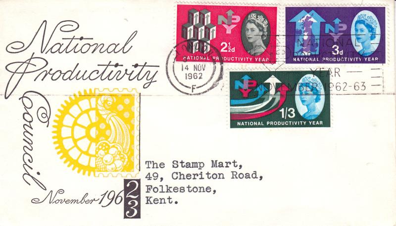 1962 (11) National Productivity Year (NPY) - 'Yellow Cogs' Cover - Phosphor - London, NPY Slogan