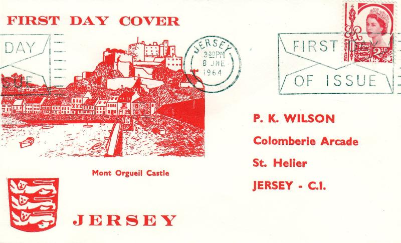 1964 (06) Jersey 2½d - Mont Orgueil Castle Cover - Jersey FDI 'Envelope' Slogan