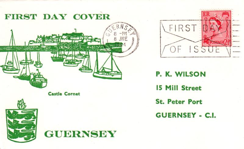 1964 (06) Guernsey 2½d - Mont Orgueil Castle Cover - Guernsey FDI 'Envelope' Slogan