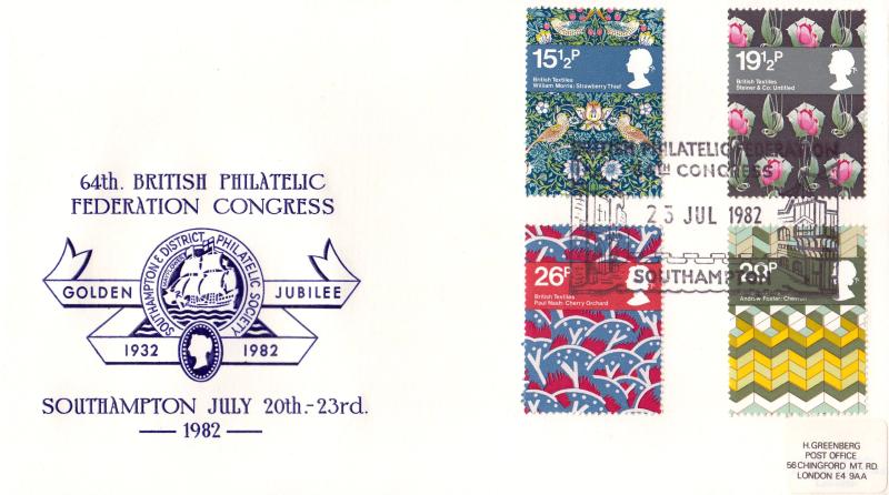 1982 (07) Textiles - British Philatelic Federation Congress Official's - ALL FOUR Versions