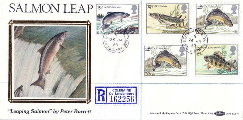 1983 (01) British River Fishes - Benham (Leaping Salmon) BLS1A Silk - The Salmon Leap CDS