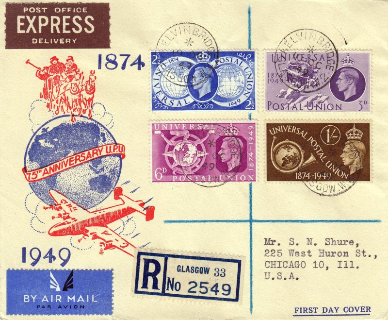 1949 (10) UPU - Harris, Strand Cover - Glasgow CDS