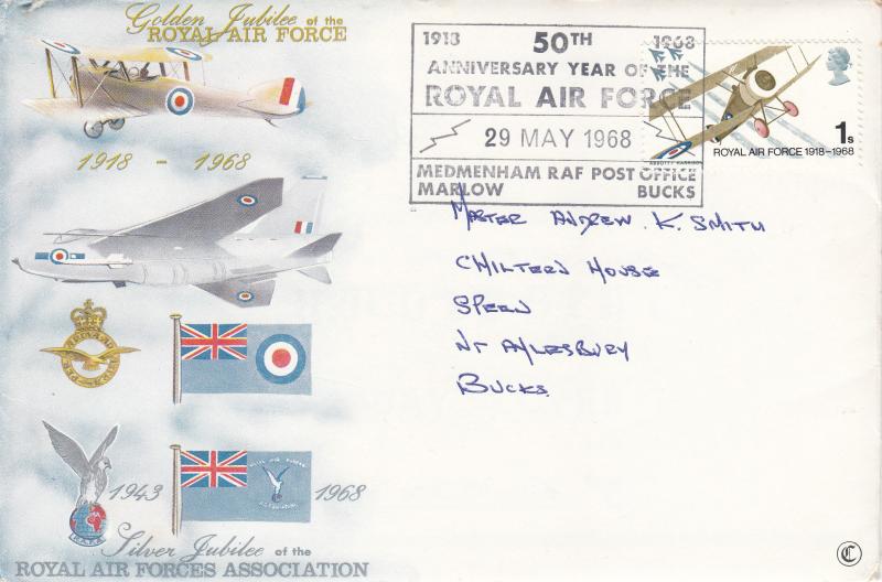 1968 (05) Anniversaries - Connoisseur - 1/- - Medmenham RAF Post Office H/S