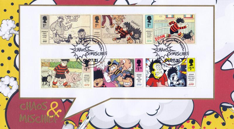 2021 (07) Dennis & Gnasher (Stamps) - Internet 'Chaos & Mischief, Padstow' Official