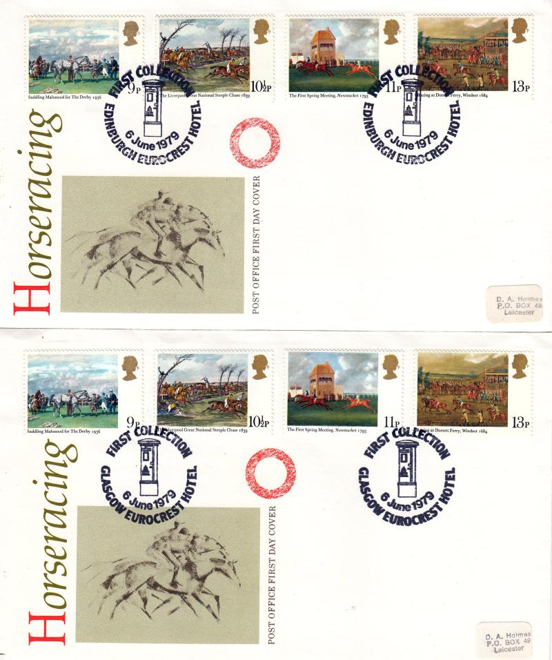 1979 (06) Horses - PAIR of Matching PO Covers - Eurocrest Glasgow & Edinburgh H/S's