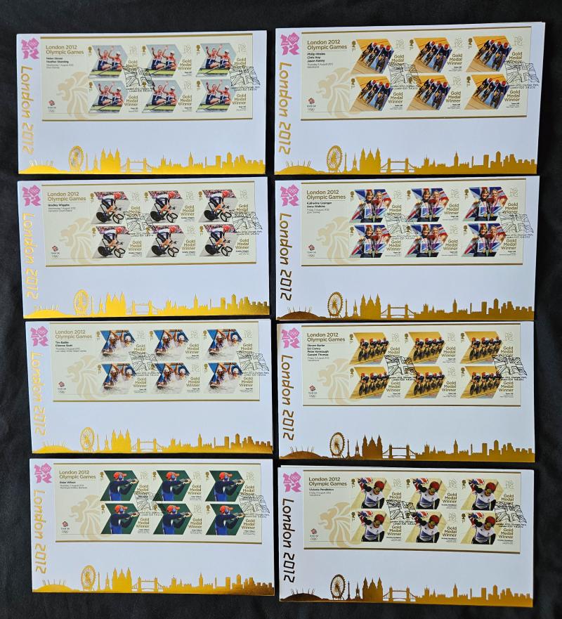 2012 (08) Olympic Gold Medal Winners - Internet Stamps - COMPLETE SET of 29 Covers