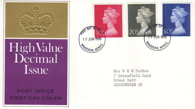 1970 (06) Large Machin Definitives - PO - Windsor FDI