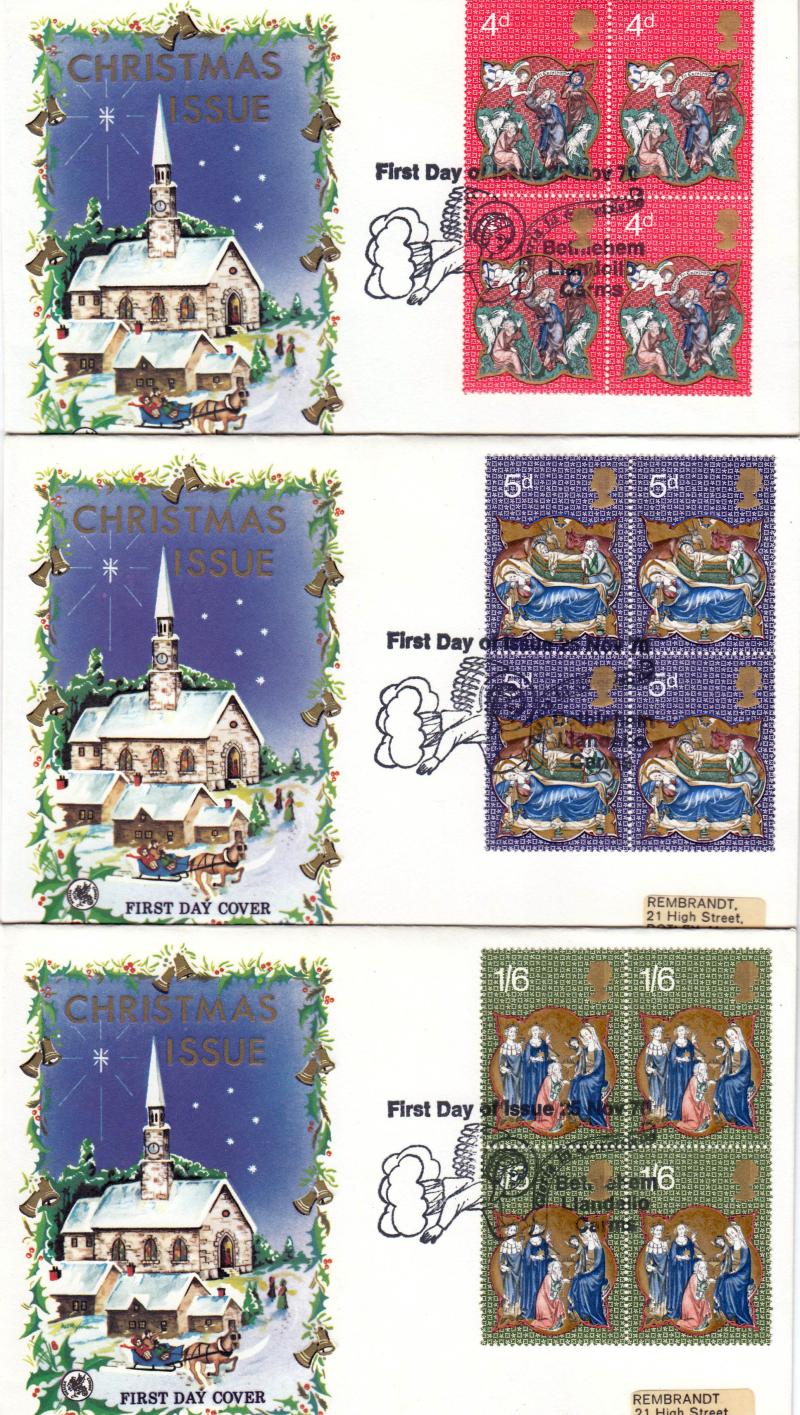 1970 (11) Christmas - Wessex - Blocks of Four - Bethlehem (Angel) H/S