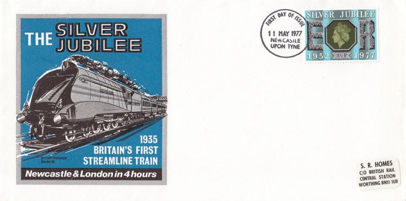 1977 (05) Silver Jubilee - 'Southern Railwaymen's Homes For Children & Old People' Cover - 8½p - Newcastle FDI