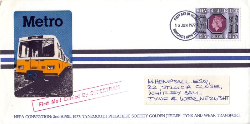 1977 (06) Jubilee 9p - Tynemouth PS Golden Jubilee Cinderella Cover - Newcastle Upon Tyne FDI