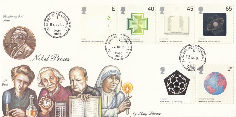 2001 (10) Nobel Prizes - 4d Post - Globe Road CDS