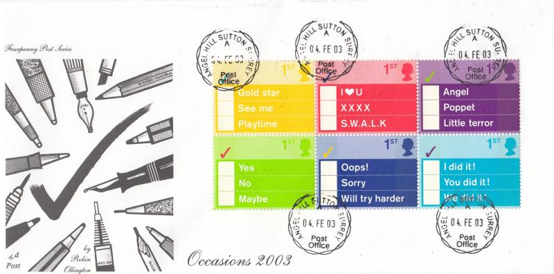 2003 (02) Occasions (Tick Boxes) - 4d Post - Angel Hill CDS