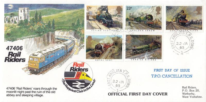 1985 (01) Famous Trains - DGT 'Rail Riders' Official - East Anglian TPO Down 1 CDS