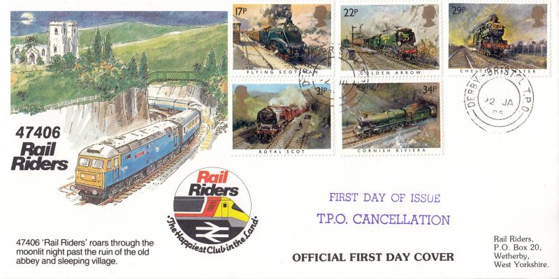 1985 (01) Famous Trains - DGT 'Rail Riders' Official - Derby-Bristol TPO CDS