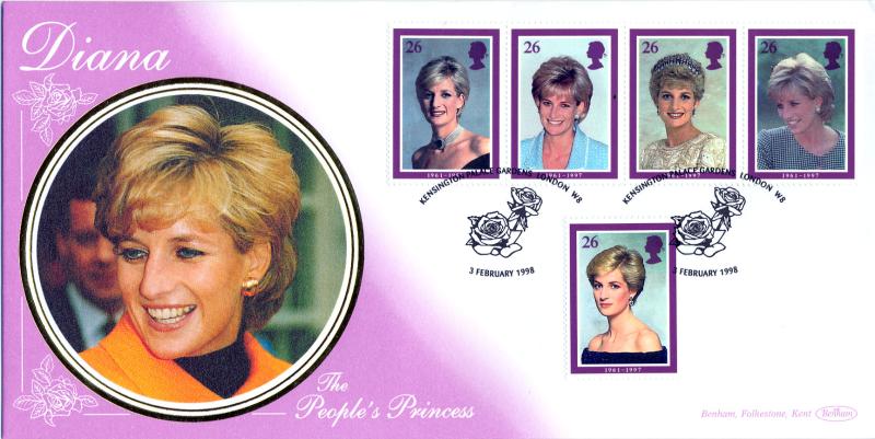 1998 (02) Diana - Benham 'The People's Princess' Special - Kensington Palace Gardens, W8 (2 Roses) H/S