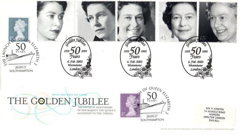 2002 (02) Golden Jubilee - RM - Westminster (Flowers) H/S - Doubled QEII 50th Launch Anniversary