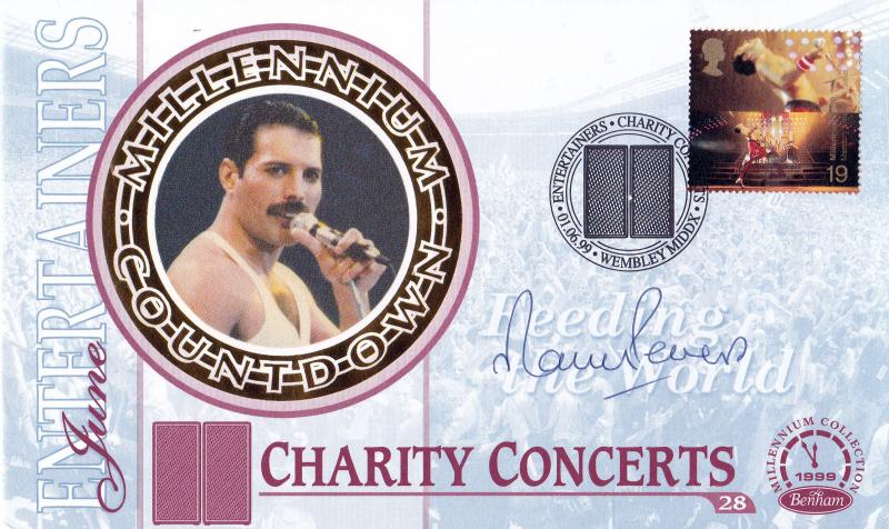 1999 (06) Entertainers - Benham Small Silk 'Wembley' Official - 19p - Signed Martin Peters