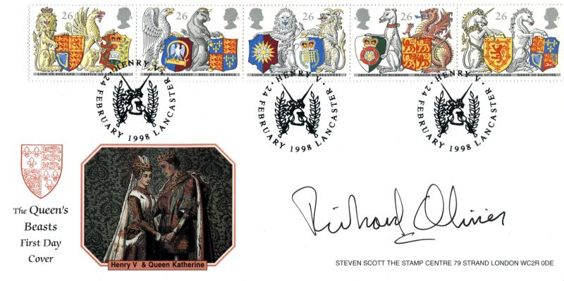 1998 (02) Queen's Beasts - Steven Scott 'Henry V, Lancaster' Official - Signed by Richard Olivier